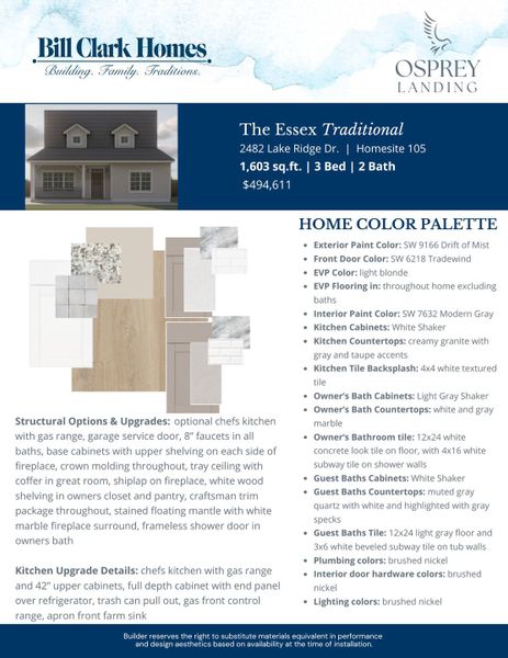 2D floor plan layout of this home in Osprey Landing, Southport, NC (Image 4).