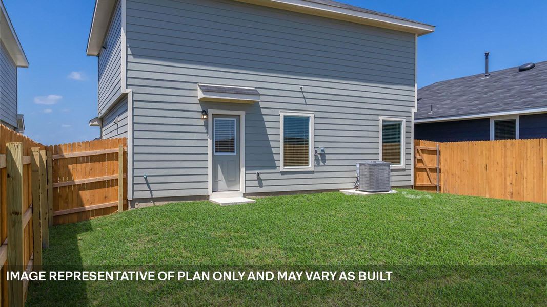 Exterior details and patio area of a home in Prairie Lakes, Buda (Image 16). Exterior details and patio area of a home in Prairie Lakes, Buda (Image 16).