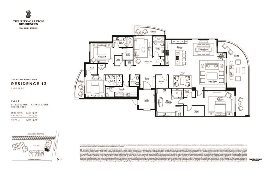 2D floor plan layout of this home in The Ritz-Carlton Residences, Palm Beach Gardens, FL (Image 4).