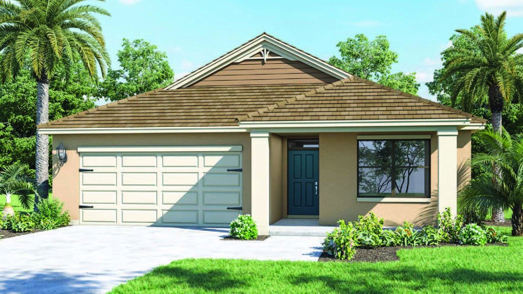 Front exterior of a new home in Hawthorne Ranch Townhome, Lakeland, FL, highlighting curb appeal (Image 1). Front exterior of a new home in Hawthorne Ranch Townhome, Lakeland, FL, highlighting curb appeal (Image 1).