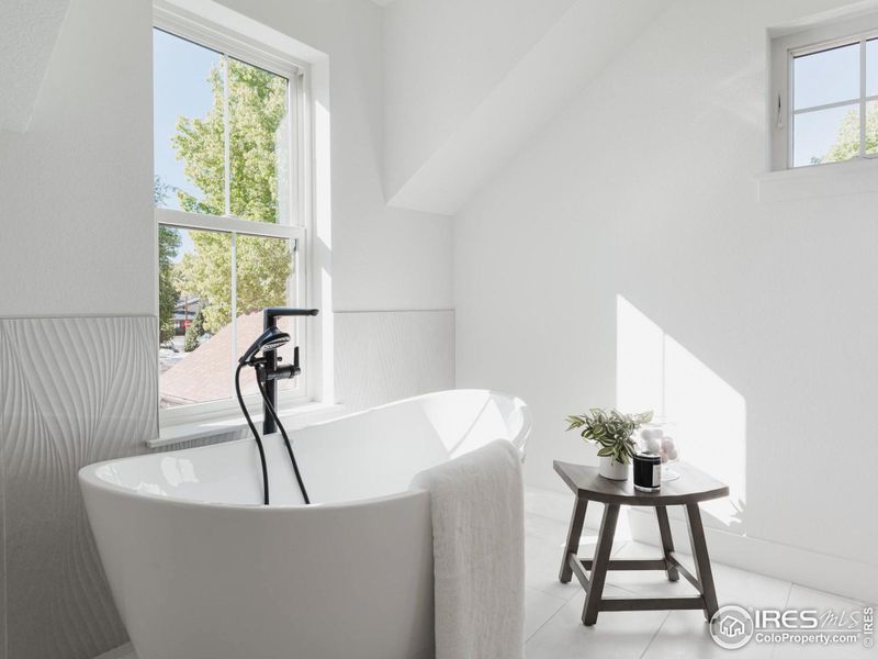 Bathroom inspiration from other new builds in the neighborhood.