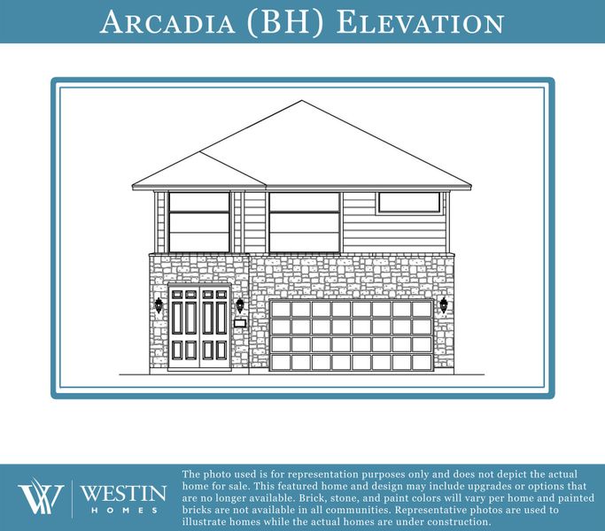 Representative exterior photo of a completed home built from the The Arcadia by Westin Homes in Candela – 40', Richmond, TX (Image 4). Representative exterior photo of a completed home built from the The Arcadia by Westin Homes in Candela – 40', Richmond, TX (Image 4).