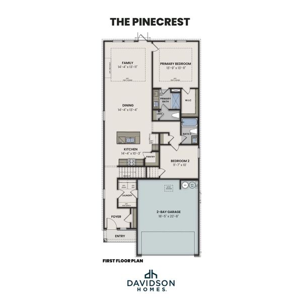 2D floor plan layout for the The Pinecrest A by Davidson Homes LLC in Fairway Crossing, Converse, TX (Image 2). 2D floor plan layout for the The Pinecrest A by Davidson Homes LLC in Fairway Crossing, Converse, TX (Image 2).