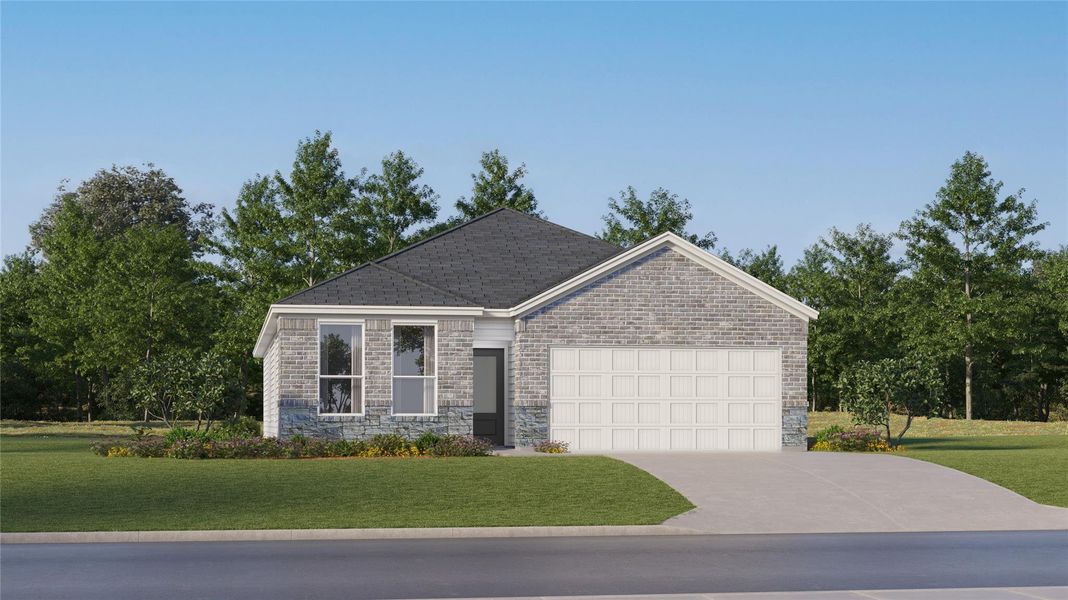 Front exterior of a new home in Elm Creek, Elgin, TX, highlighting curb appeal (Image 19).