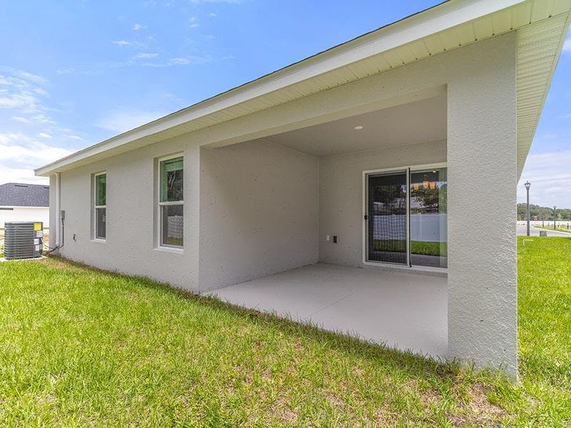 Your interior opens to a covered lanai and fully sodded yard.