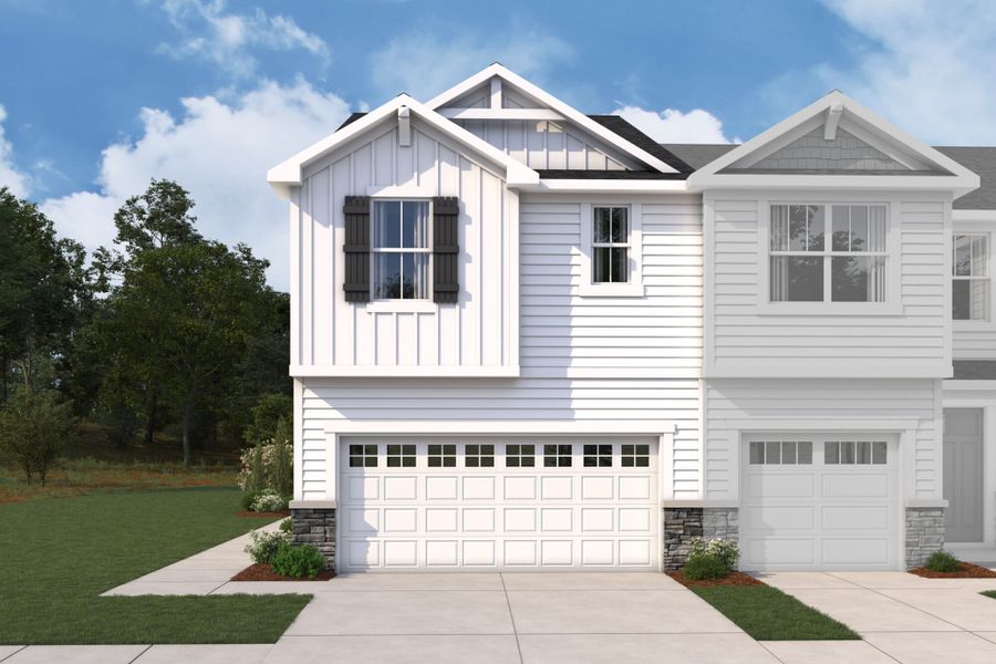 Representative exterior photo of a completed home built from the Vienna by Mattamy Homes in Ashmore Townes, Raleigh, NC (Image 12). Representative exterior photo of a completed home built from the Vienna by Mattamy Homes in Ashmore Townes, Raleigh, NC (Image 12).