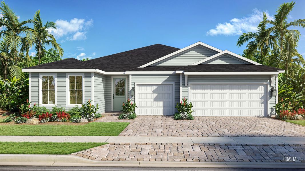 Representative exterior photo of a completed home built from the Paloma by DRB Homes in Haven at Diamond Springs, Jacksonville, FL (Image 1). Representative exterior photo of a completed home built from the Paloma by DRB Homes in Haven at Diamond Springs, Jacksonville, FL (Image 1).