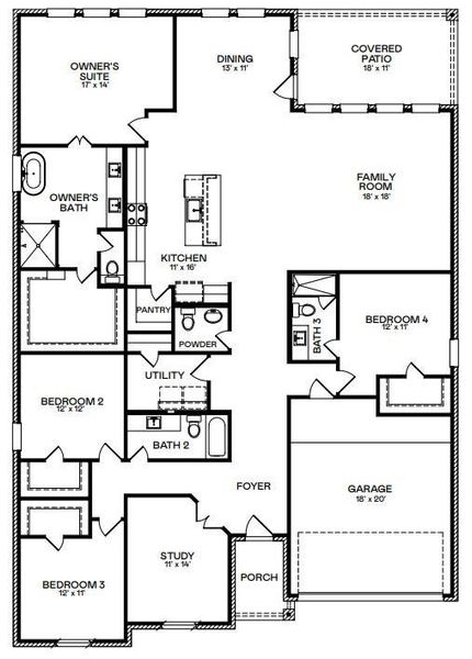 2D floor plan layout of this home in The Preserve at Rosenberg, Rosenberg, TX (Image 3).