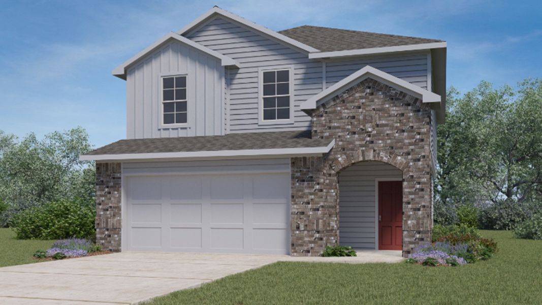 Front exterior of a new home in Pecan Creek, Temple, TX, highlighting curb appeal (Image 18).