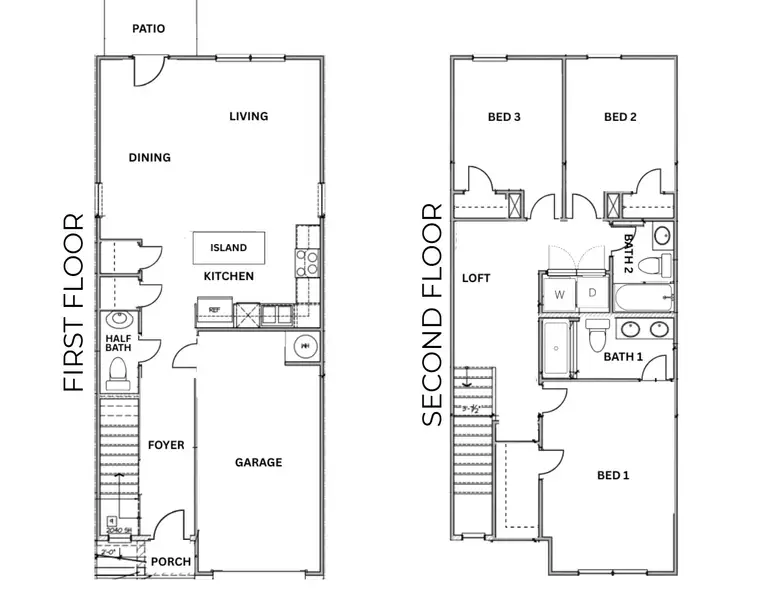 2D floor plan layout of this home in Towns at Monroe, Atlanta, GA (Image 4).