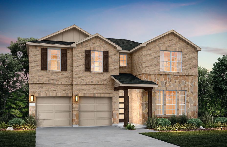 Representative exterior photo of a completed home built from the Albany by Pulte Homes in Treeline, Justin, TX (Image 19). Representative exterior photo of a completed home built from the Albany by Pulte Homes in Treeline, Justin, TX (Image 19).