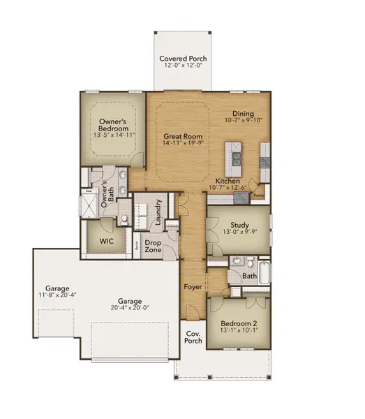 2D floor plan layout of this home in The Willows, Loris, SC (Image 4).