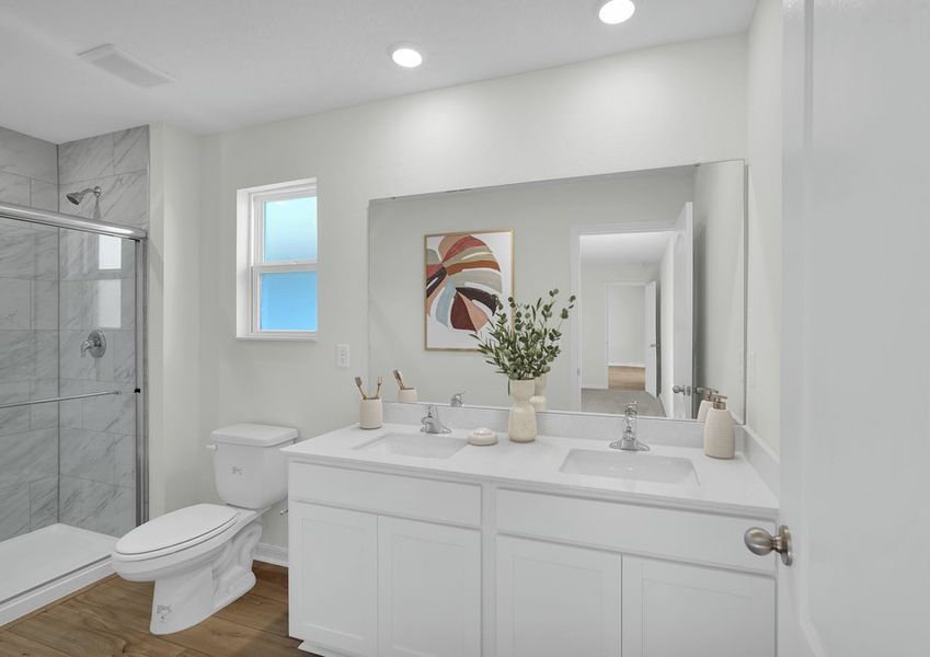 Get ready for your day in the spacious master bathroom Get ready for your day in the spacious master bathroom