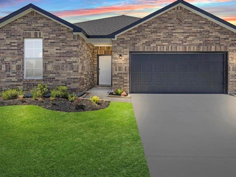 Front exterior of a new home in Granger Pines, Conroe, TX, highlighting curb appeal (Image 1). Front exterior of a new home in Granger Pines, Conroe, TX, highlighting curb appeal (Image 1).