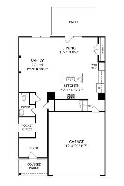 2D floor plan layout for the The Tyndall by Stanley Martin Homes in Rhodes Glen, Lawrenceville, GA (Image 3).