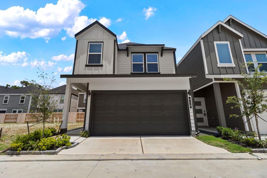 Front exterior of a new home in Highland Court, Houston, TX, highlighting curb appeal (Image 16).