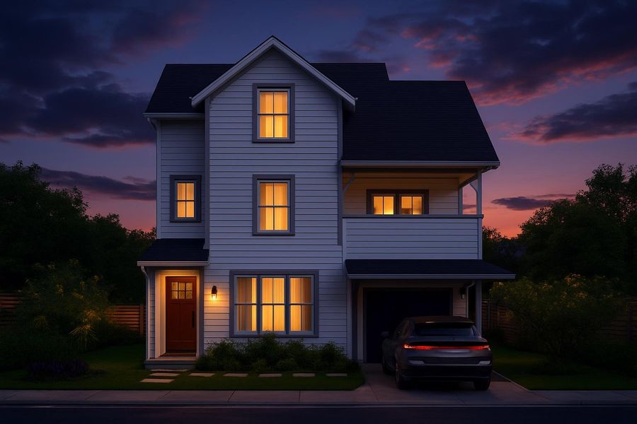 Front exterior of a new home in , Austin, TX, highlighting curb appeal (Image 1). Front exterior of a new home in , Austin, TX, highlighting curb appeal (Image 1).
