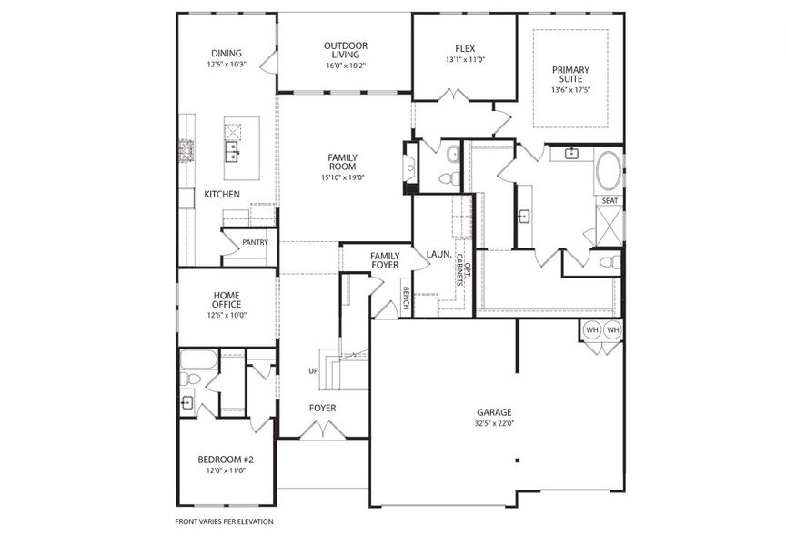 2D floor plan layout for the Kenton by Drees Custom Homes in Clara Vista, Kyle, TX (Image 2). 2D floor plan layout for the Kenton by Drees Custom Homes in Clara Vista, Kyle, TX (Image 2).