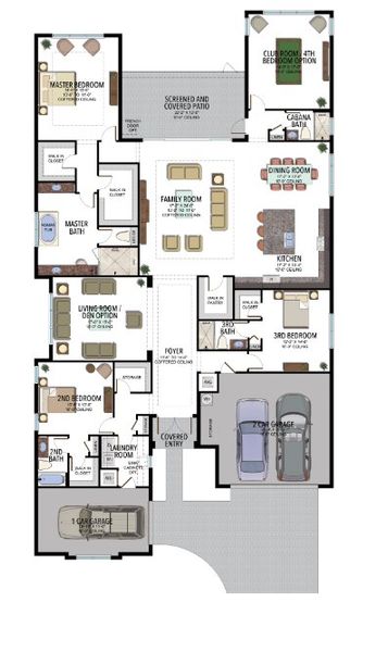 2D floor plan layout of this home in Valencia Walk at Riverland, Port St. Lucie, FL (Image 4).