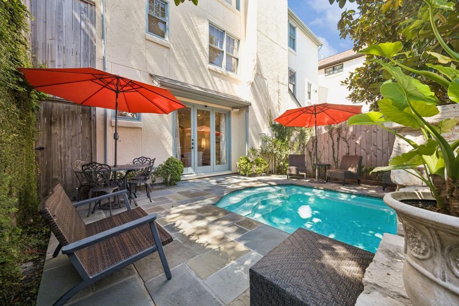 Heated Pool - tanning deck on both sides !  Play area for Kids or pups !
