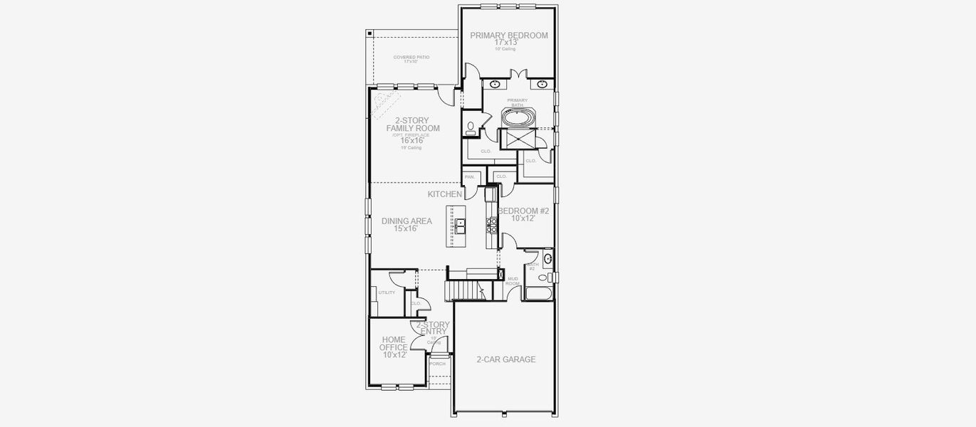 2D floor plan layout of this home in Lariat 50', Liberty Hill, TX (Image 4).