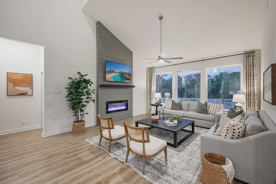 Representative furnished interior of a home built from the Shelby by Chesmar Homes in Buffalo Crossing, Cibolo (Image 7).