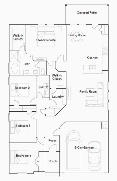 2D floor plan layout of this home in The Preserve at Rosenberg, Rosenberg, TX (Image 2).