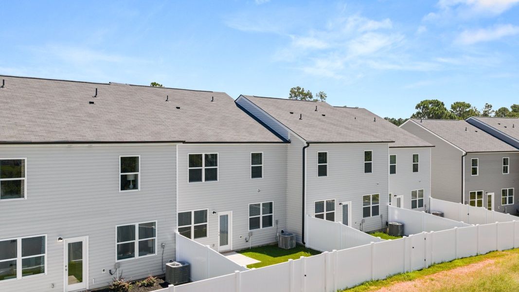 Exterior details and patio area of a home in Rushing Waters Townhomes, North Augusta (Image 17). Exterior details and patio area of a home in Rushing Waters Townhomes, North Augusta (Image 17).