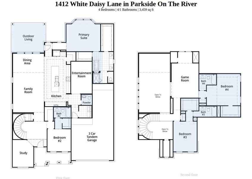 2D floor plan layout of this home in Parkside On The River, Georgetown, TX (Image 2). 2D floor plan layout of this home in Parkside On The River, Georgetown, TX (Image 2).