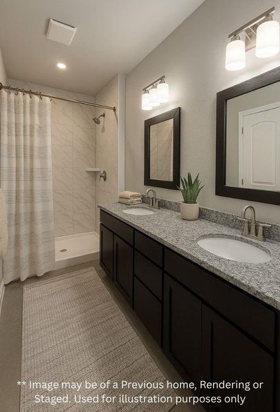 Primary Bathroom with Dual Vanity Sinks, Walk-In Shower and Separate Toilet Room Primary Bathroom with Dual Vanity Sinks, Walk-In Shower and Separate Toilet Room