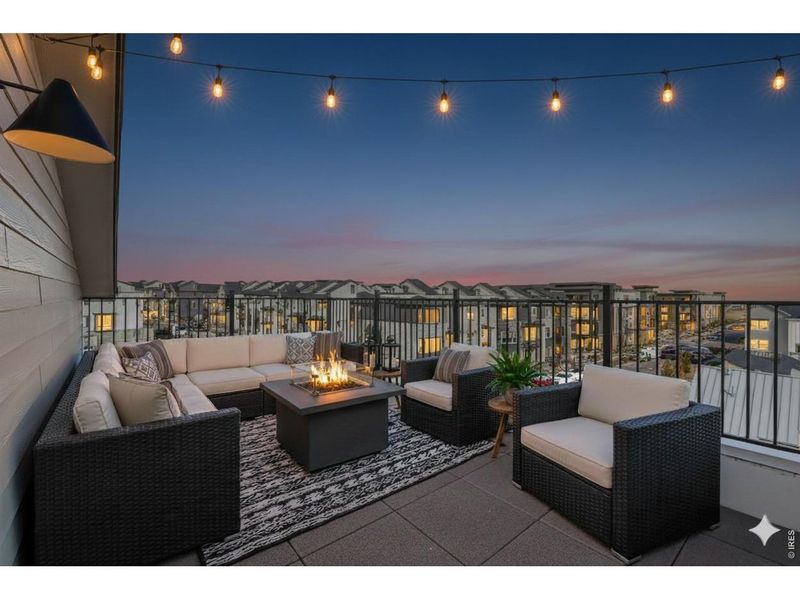 Exterior details and patio area of a home in Parkside West at Baseline, Broomfield (Image 28).