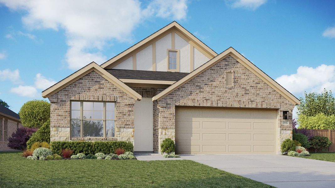 Representative exterior photo of a completed home built from the Maldives by DRB Homes in Prairie Green, Converse, TX (Image 4). Representative exterior photo of a completed home built from the Maldives by DRB Homes in Prairie Green, Converse, TX (Image 4).