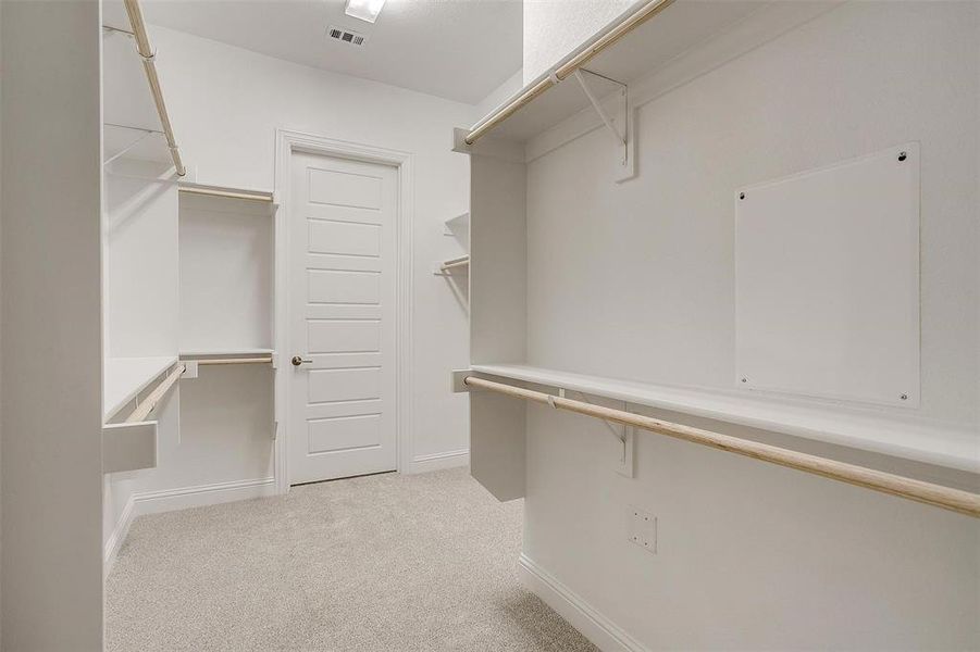 Spacious closet with carpet flooring