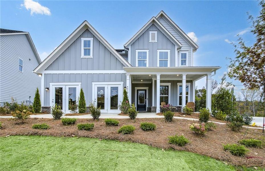 Front exterior of a new home in Rose Creek, Cumming, GA, highlighting curb appeal (Image 25).