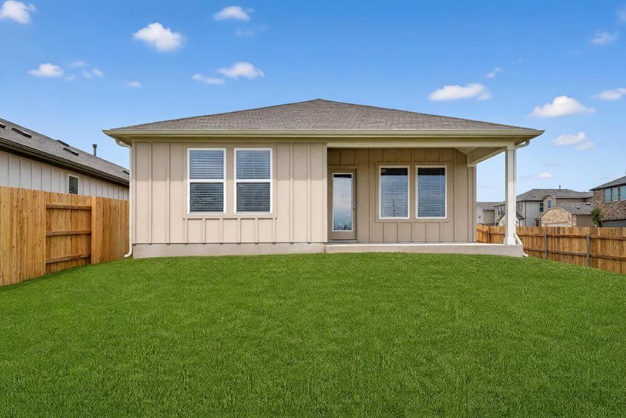 Exterior details and patio area of a home in Sunfield, Buda (Image 4).
