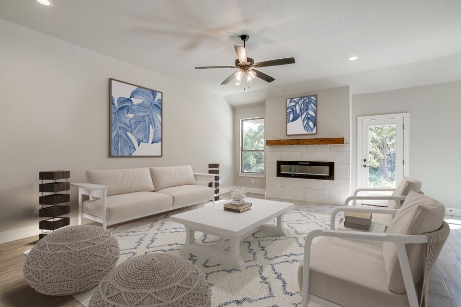 Representative furnished interior of a home built from the The Violet by Kenmark Homes in Whispering Winds, Springtown (Image 4). Representative furnished interior of a home built from the The Violet by Kenmark Homes in Whispering Winds, Springtown (Image 4).