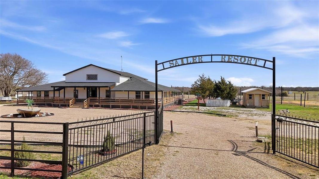 Gated entrance leading to the property.