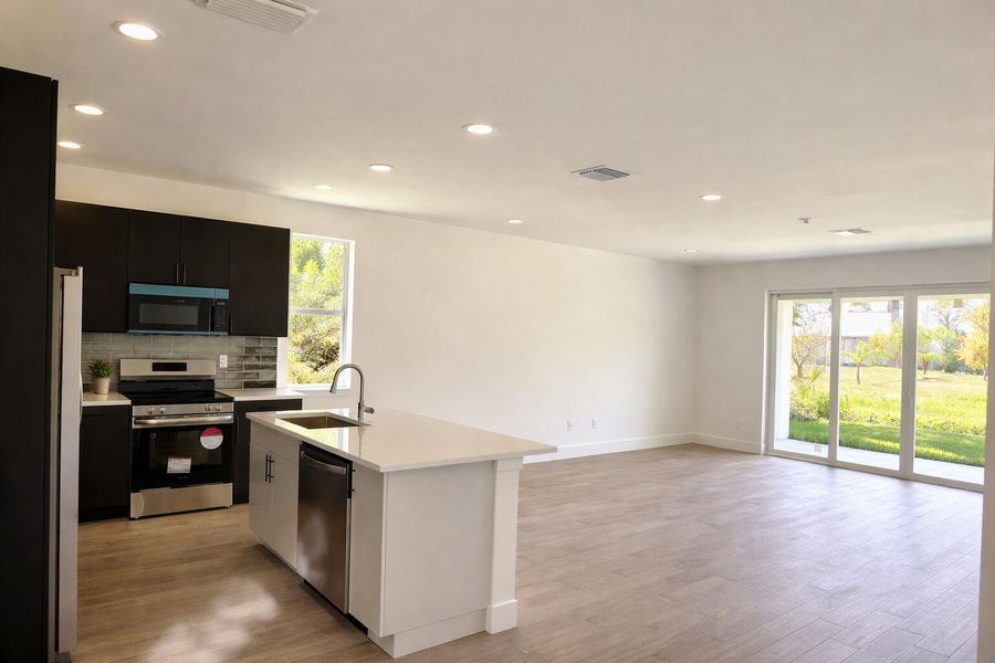 Modern kitchen and living area Modern kitchen and living area