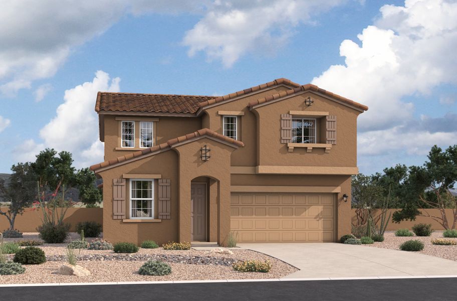 Representative exterior photo of a completed home built from the Geneva by Beazer Homes in Highpointe at Northpointe, Peoria, AZ (Image 23).