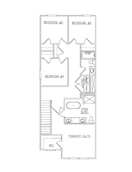 2D floor plan layout for the Jade II - Townhomes by Dream Finders Homes in Carolina, Palmetto, GA (Image 3).