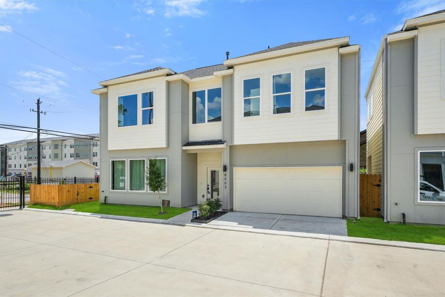 Front exterior of a new home in , Houston, TX, highlighting curb appeal (Image 23). Front exterior of a new home in , Houston, TX, highlighting curb appeal (Image 23).