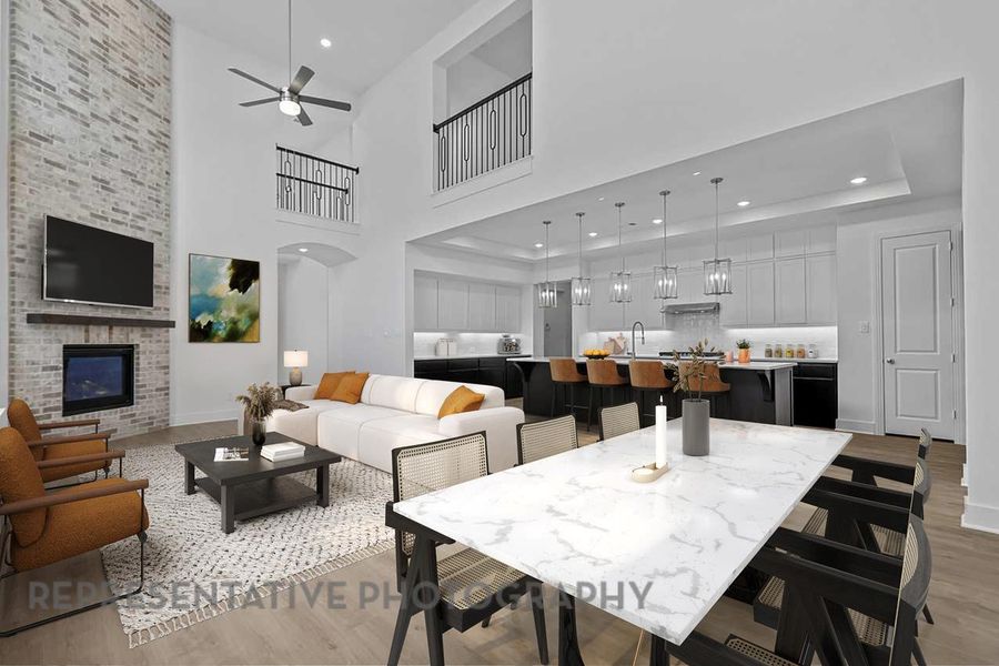 Virtually Staged Family Room/Dining Room