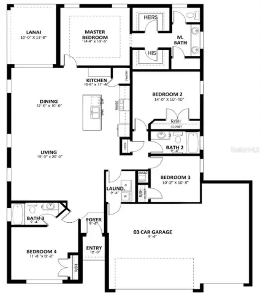 2D floor plan layout of this home in , Ocala, FL (Image 3).