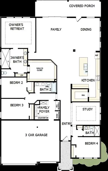 2D floor plan layout of this home in The Meadows at Imperial Oaks, Conroe, TX (Image 4).