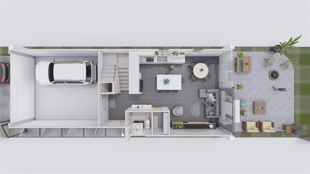 This is the first level, from here you can really see the full open concept style.