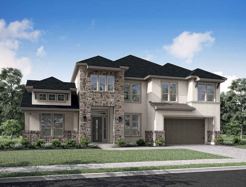 Representative exterior photo of a completed home built from the Savoy by Tri Pointe Homes in Harvest Green, Richmond, TX (Image 21).