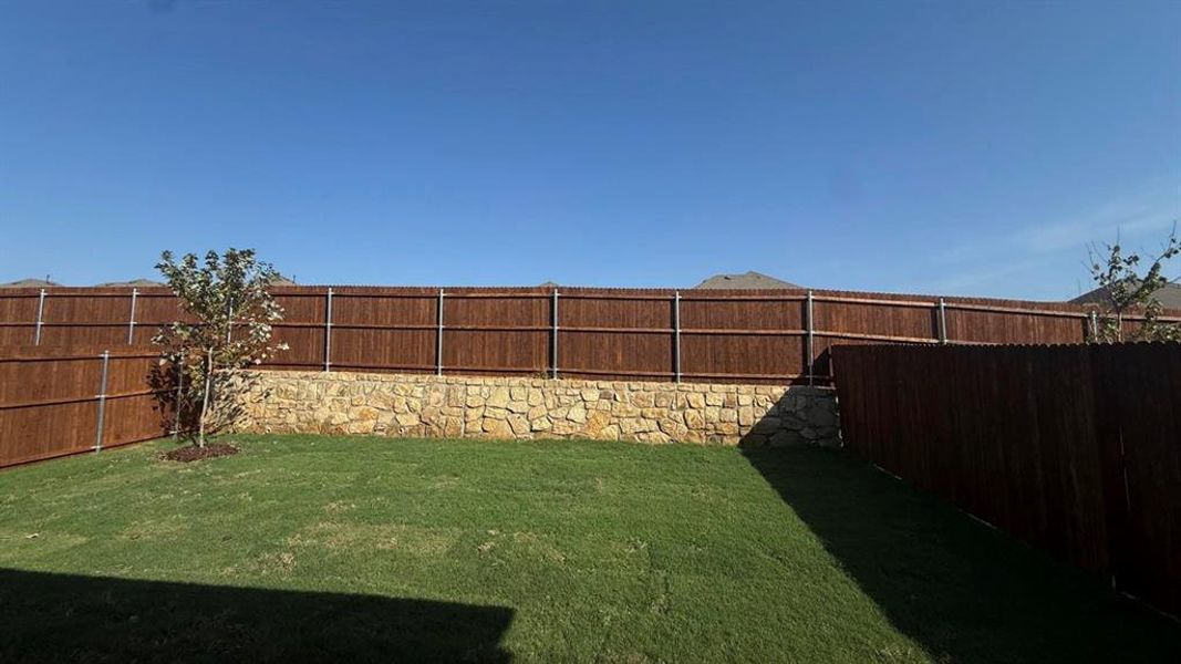 View of fenced backyard