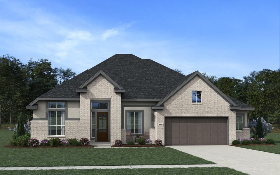 Representative exterior photo of a completed home built from the Asheville 65′ by Chesmar Homes in Prominence, San Antonio, TX (Image 6).