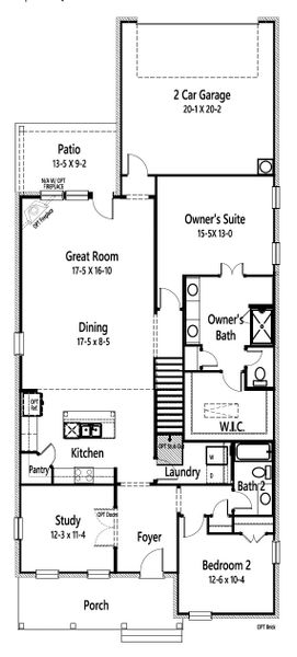 2D floor plan layout for the Schrade by Cambridge Homes in Lake Park, Rowlett, TX (Image 4).