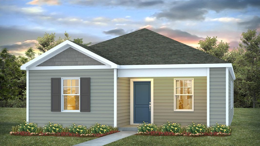 Front exterior of a new home in The Park at Wilkinson, Orangeburg, SC, highlighting curb appeal (Image 1). Front exterior of a new home in The Park at Wilkinson, Orangeburg, SC, highlighting curb appeal (Image 1).